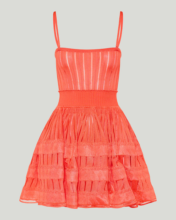 Alaïa Tiered pointelle-knit mini dress