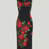 Dolce & Gabbana Rose-print silk-charmeuse dress