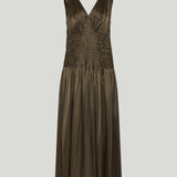 Khaite Nola smocked-waist silk maxi dress