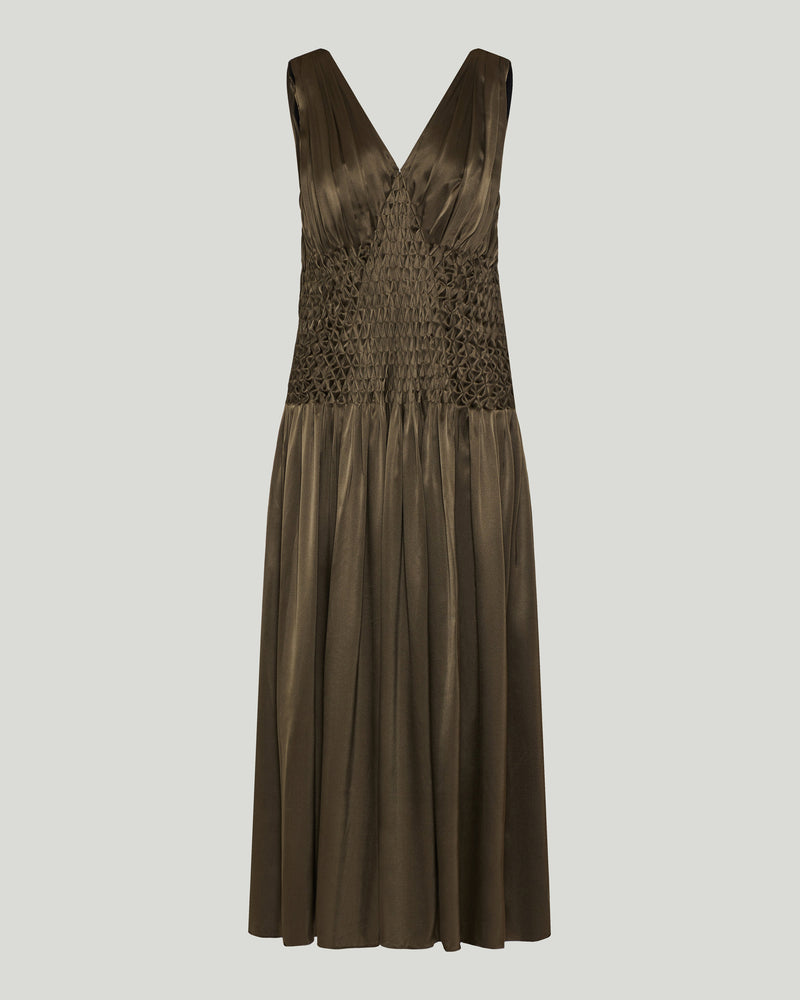 Khaite Nola smocked-waist silk maxi dress
