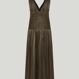 Khaite Nola smocked-waist silk maxi dress