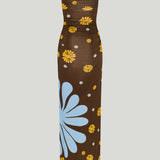 Cala de la Cruz Daphne ruched printed jersey midi dress