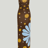 Cala de la Cruz Daphne ruched printed jersey midi dress