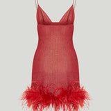 Oséree Lurex Plumage feather mini dress