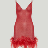 Oséree Lurex Plumage feather mini dress
