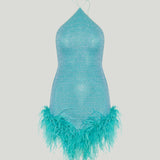 Oséree Lumière Plumage necklace mini dress