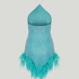 Oséree Lumière Plumage necklace mini dress