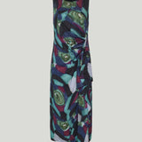 Dries Van Noten Marbled moiré-print draped midi dress