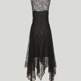 Fendi Asymmetric lace silk midi dress