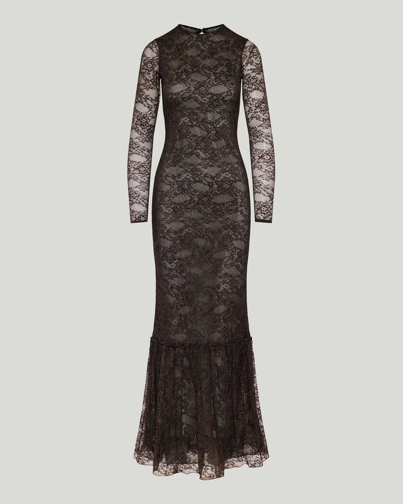 Etro Long jersey dress with floral lace