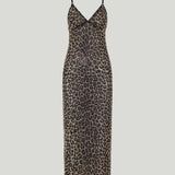 Saint Laurent Leopard tulle slip maxi dress