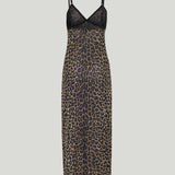 Saint Laurent Leopard tulle slip maxi dress