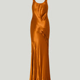 Saint Laurent Sleeveless draped silk maxi dress