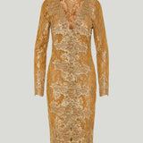Saint Laurent Cassandre-button lace midi dress