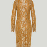 Saint Laurent Cassandre-button lace midi dress