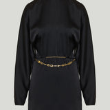 Saint Laurent Gold-tone metal detail mini dress
