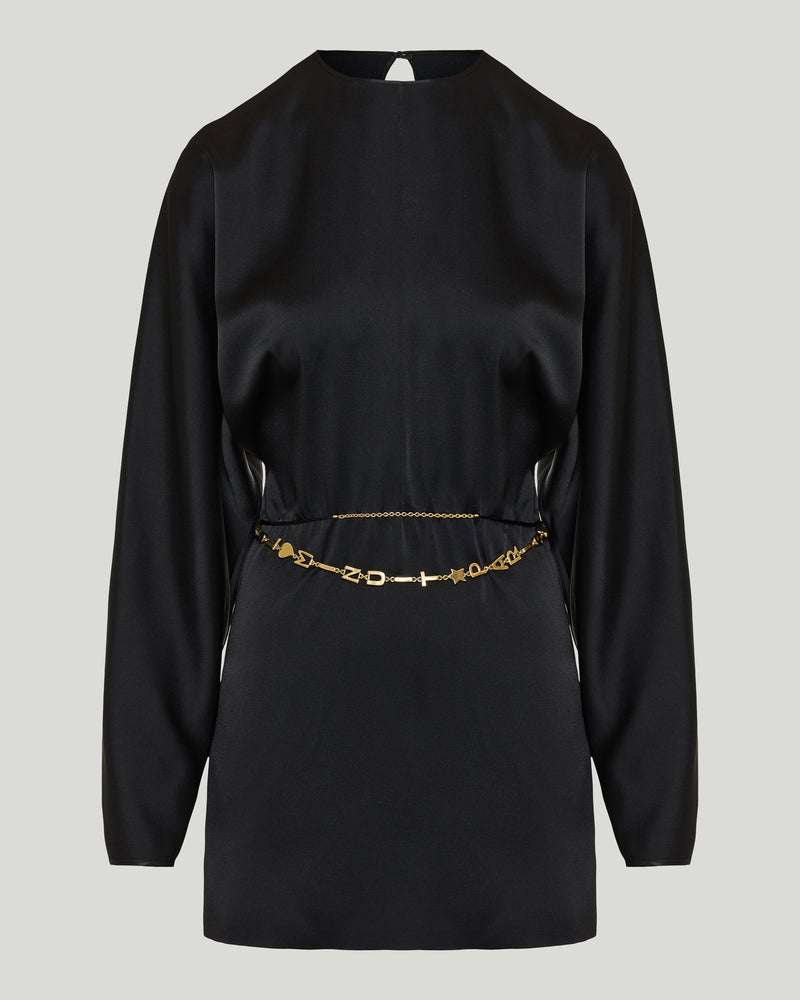 Saint Laurent Gold-tone metal detail mini dress