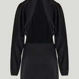 Saint Laurent Gold-tone metal detail mini dress