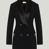 Versace Embellished double-breasted wool mini dress