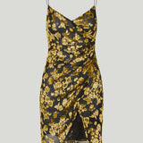 Balmain Gathered velvet-jacquard mini dress