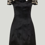 McQueen Off-shoulder satin cocktail mini dress