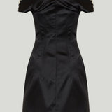 McQueen Off-shoulder satin cocktail mini dress