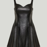 McQueen Leather fit-and-flare mini dress