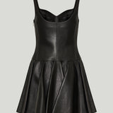 McQueen Leather fit-and-flare mini dress