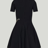 Floral-embroidered voluminous mini dress