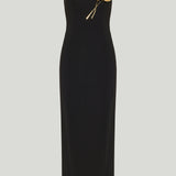 Carolina Herrera strapless dress with calla lily brooch
