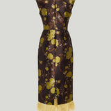 La DoubleJ Feather-trimmed jacquard midi dress