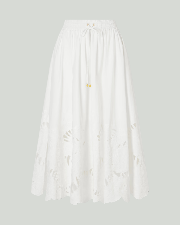 Zimmermann Mahon embroidered cotton midi skirt