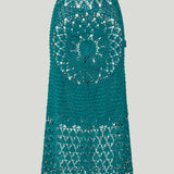 Rabanne Embellished crochet cotton midi skirt