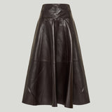 Nour Hammour Daria draped leather midi skirt
