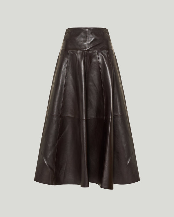 Nour Hammour Daria draped leather midi skirt