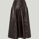 Nour Hammour Daria draped leather midi skirt