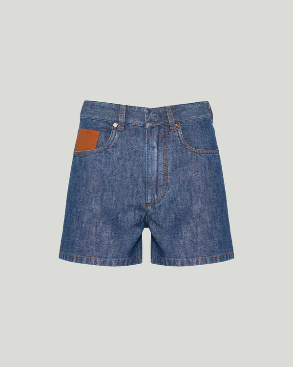 Fendi Logo-patch denim shorts
