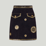 Versace Embroidered suede mini skirt