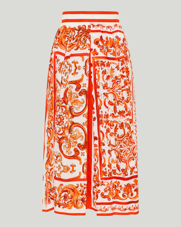 Dolce & Gabbana Majolica print poplin pleated skirt