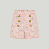 Balmain Frayed tweed button shorts