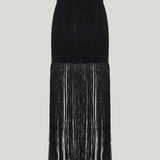 Alaïa Ribbed fringed jersey midi skirt