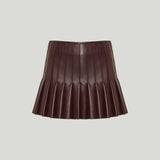 McQueen Pleated leather mini skirt
