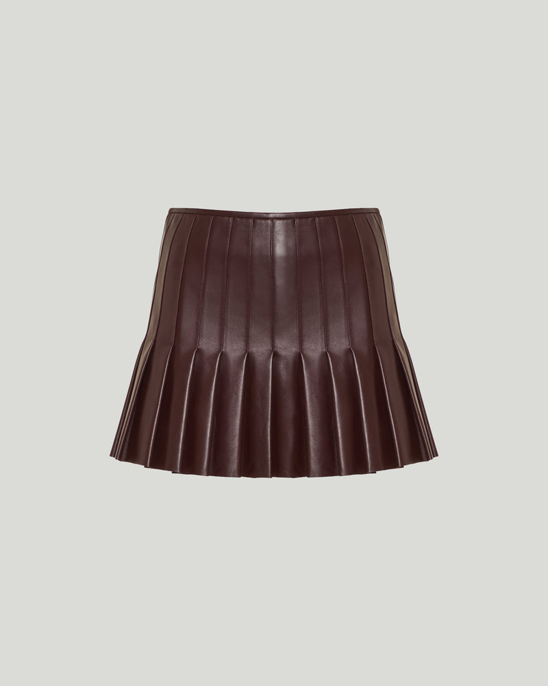 McQueen Pleated leather mini skirt