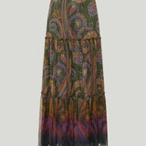 Etro Printed ruffled silk maxi skirt