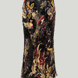 Etro Flora silk-blend velvet midi skirt