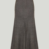 Etro Metallic-check wool trumpet midi skirt