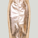 Saint Laurent Metallic leather midi skirt