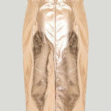 Saint Laurent Metallic leather midi skirt