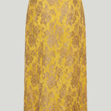 Saint Laurent Scalloped metallic lace midi skirt