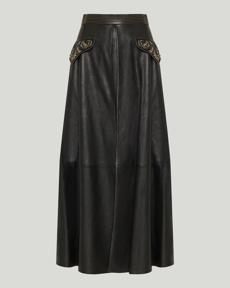 Versace studded leather skirt
